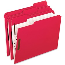 Colored Classification Folders With Embossed Fasteners, 2 Fasteners, Letter Size, Red Exterior, 50/box
