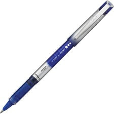 Vball Grip Liquid Ink Roller Ball Pen, Stick, Fine 0.7 Mm, Blue Ink, Blue/silver Barrel, Dozen