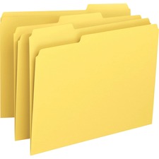 Colored File Folders, 1/3-cut Tabs: Assorted, Letter Size, 0.75" Expansion, Yellow, 100/box