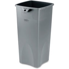 Untouchable Square Waste Receptacle, 23 Gal, Plastic, Gray