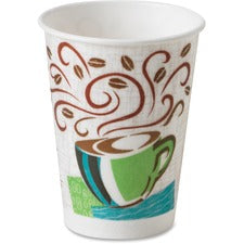 Perfectouch Paper Hot Cups, 16 Oz, Coffee Haze Design, 50/pack