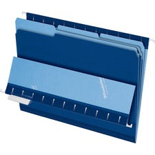 Interior File Folders, 1/3-cut Tabs: Assorted, Letter Size, Navy Blue, 100/box