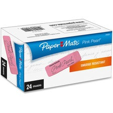 Pink Pearl Eraser, For Pencil Marks, Rectangular Block, Medium, Pink, 24/box