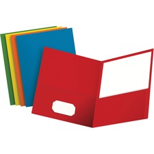 Twin-pocket Folder, Embossed Leather Grain Paper, 0.5" Capacity, 11 X 8.5, Assorted Colors, 25/box