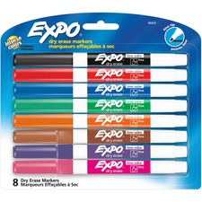 Low-odor Dry-erase Marker, Fine Bullet Tip, Assorted Colors, 8/set