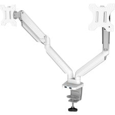 Platinum Series Dual Monitor Arm, For 27" Monitors, 360 Deg Rotation, 45 Deg Tilt, 180 Deg Pan, White, Supports 20 Lb