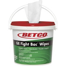 Betco GE Fight Bac Disinfectant Wipes - 382 / Tub - 4 / Carton - White