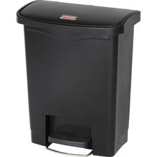 Streamline Resin Step-on Container, Front Step Style, 8 Gal, Polyethylene, Black