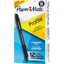 Profile Mechanical Pencils, 0.7 Mm, Hb (#2), Black Lead, Black Barrel, Dozen