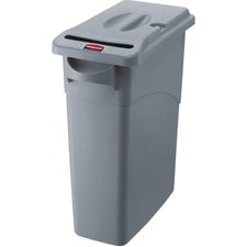 Rubbermaid Commercial Slim Jim Confidential Document Containers w/Lids - External Dimensions: 10.6" Width x 20.1" Depth x 30" Height - Lid Lock Closure - Gray - For Document - 4 / Carton