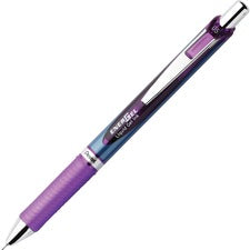 Energel Rtx Gel Pen, Retractable, Fine 0.5 Mm Needle Tip, Violet Ink, Silver/violet Barrel
