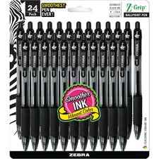 Z-grip Ballpoint Pen, Retractable, Medium 1 Mm, Black Ink, Clear Barrel, 24/pack