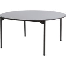Maxx Legroom Wood Folding Table, Round Top, 60" Diameter X 29.5h, Gray/charcoal