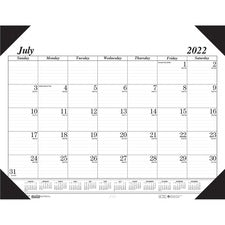 Recycled Economy Academic Desk Pad Calendar, 22 X 17, White/black Sheets, Black Binding/corners,14-month(july-aug): 2023-2024
