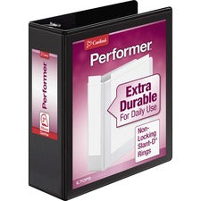 Performer Clearvue Slant-d Ring Binder, 3 Rings, 3" Capacity, 11 X 8.5, Black