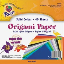 Origami Paper, 30 Lb Bond Weight, 9 X 9, Assorted Bright Colors, 40/pack