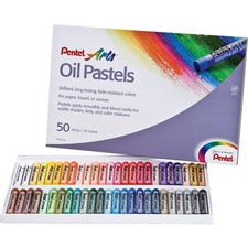 Oil Pastel Set With Carrying Case, 45 Assorted Colors, 0.38' Dia X 2.38", 50/pack