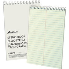 Steno Pads, Gregg Rule, Tan Cover, 80 Green-tint 6 X 9 Sheets