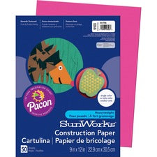 Sunworks Construction Paper, 50 Lb Text Weight, 9 X 12, Hot Pink, 50/pack