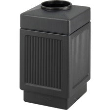 Canmeleon Recessed Panel Receptacles, Top-open, 38 Gal, Polyethylene, Black
