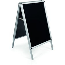 Wet Erase Board, Double Sided, 23 X 33, 42" Tall, Black Surface, Silver Aluminum Frame