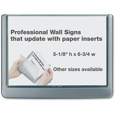 Click Sign Holder For Interior Walls, 6.75 X 0.63 X 5.13, Gray