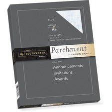 Parchment Specialty Paper, 24 Lb Bond Weight, 8.5 X 11, Blue, 100/pack