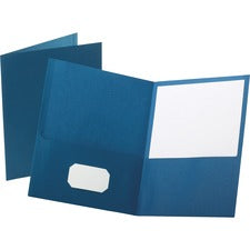 Twin-pocket Folder, Embossed Leather Grain Paper, 0.5" Capacity, 11 X 8.5, Blue, 25/box