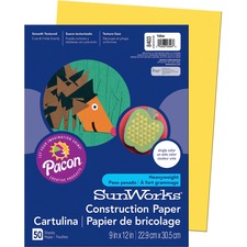 Sunworks Construction Paper, 50 Lb Text Weight, 9 X 12, Yellow, 50/pack
