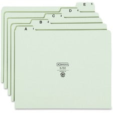 Alphabetic Top Tab Indexed File Guide Set, 1/5-cut Top Tab, A To Z, 8.5 X 11, Green, 25/set