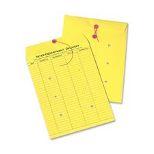 Colored Paper String And Button Interoffice Envelope, #97, One-sided Five-column Format, 10 X 13, Yellow, 100/box