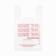 "thank You" Handled T-shirt Bag, 0.167 Bbl, 12.5 Microns, 11.5" X 21", White, 900/carton