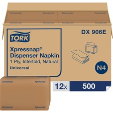 Xpressnap Interfold Dispenser Napkins, 2-ply, Bag-pack, 13 X 8.5, Natural, 500/pack, 12 Packs/carton