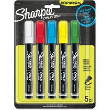 Wet-erase Chalk Marker, Medium Bullet Tip, Assorted Colors, 5/pack