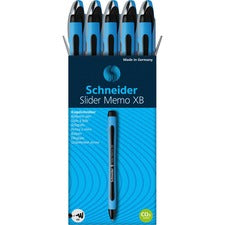 Slider Memo Xb Ballpoint Pen, Stick, Extra-bold 1.4 Mm, Black Ink, Black/light Blue Barrel, 10/box