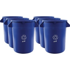 Genuine Joe 32-gallon Heavy-duty Trash Container - 32 gal Capacity - Plastic - Blue - 6 / Carton