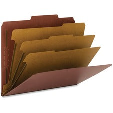 Recycled Pressboard Classification Folders, 3" Expansion, 3 Dividers, 8 Fasteners, Letter Size, Red Exterior, 10/box