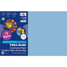 Tru-ray Construction Paper, 76 Lb Text Weight, 12 X 18, Sky Blue, 50/pack