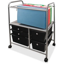 Letter/legal File Cart With Five Storage Drawers, Metal, 5 Drawers, 21.63" X 15.25" X 28.63", Matte Gray/black