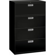 Brigade 600 Series Lateral File, 4 Legal/letter-size File Drawers, Black, 36" X 18" X 52.5"