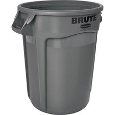 Vented Round Brute Container, 32 Gal, Plastic, Gray