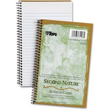 Second Nature Single Subject Wirebound Notebooks, Narrow Rule, Green Cover, (80) 8 X 5 Sheets