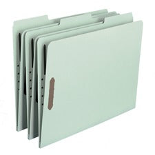 Recycled Pressboard Fastener Folders, 1" Expansion, 2 Fasteners, Letter Size, Gray-green Exterior, 25/box