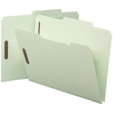 Recycled Pressboard Folders, Two Safeshield Coated Fasteners, 2/5-cut: R Of C, 1" Expansion, Letter Size, Gray-green, 25/box