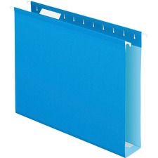 Extra Capacity Reinforced Hanging File Folders With Box Bottom, 2" Capacity, Letter Size, 1/5-cut Tabs, Blue, 25/box