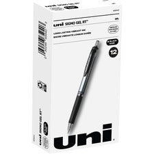 Signo Gel Pen, Retractable, Medium 0.7 Mm, Black Ink, Black/metallic Accents Barrel, Dozen