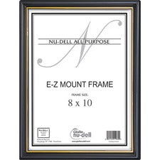 Ez Mount Document Frame With Trim Accent And Plastic Face, Plastic, 8 X 10, Black/gold