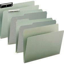 Expanding Recycled Heavy Pressboard Folders, 1/3-cut Tabs: Assorted, Letter Size, 1" Expansion, Gray-green, 25/box