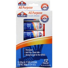 Disappearing Glue Stick, 0.77 Oz, Applies White, Dries Clear, 12/pack