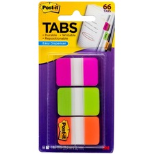 1" Plain Solid Color Tabs, 1/5-cut, Assorted Bright Colors, 1" Wide, 66/pack